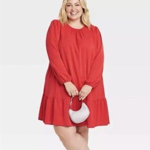 Ava & Viv Plus Size Red Long Sleeve Sundress Size XXL